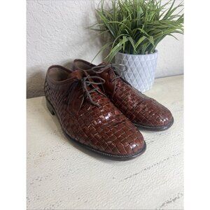 Sioux Germany Handcrafted Mens Shoes UK 10 Brown Woven Brown Leather Brogue Moc